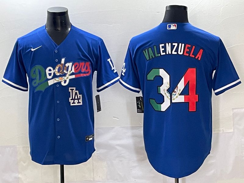 Men 2025 Los Angeles Dodgers #34 Valenzuela Blue Nike MLB Jersey style 71513->los angeles dodgers->MLB Jersey